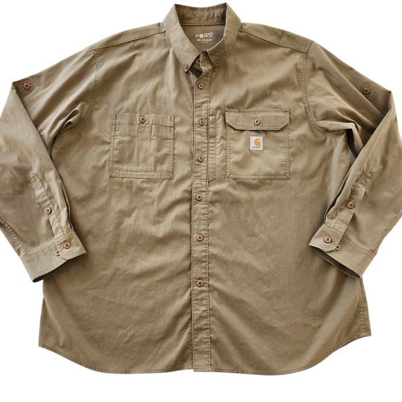Carhartt Other - Carhartt Force Relaxed Fit Shirt Tan Brown Button Up Long Sleeve Men's 2XL